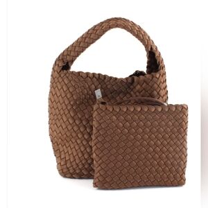 #90056  Small Nylon Woven Hobo Crossbody Bag W/Cosmetic Pouch & Removable Strap